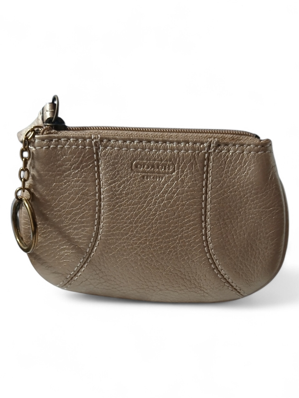 Coach Pebbled Leather Zip Pouch in Metallic Gold